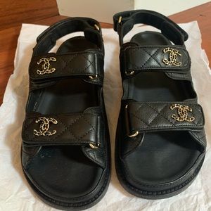 Chanel Leather Dad Sandals